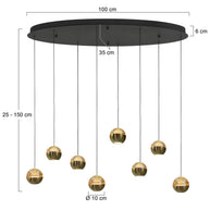 Belluno 4591ME – 8-lichts ovale hanglamp met kabellift