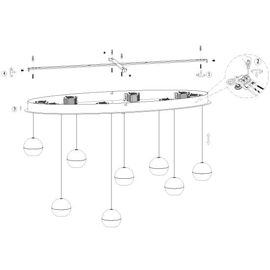 Belluno 4591ZW – 8-lichts hanglamp met kabellift