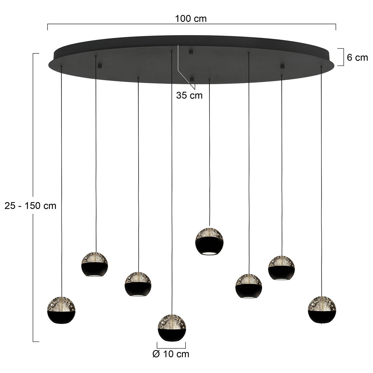 Belluno 4591ZW – 8-lichts hanglamp met kabellift