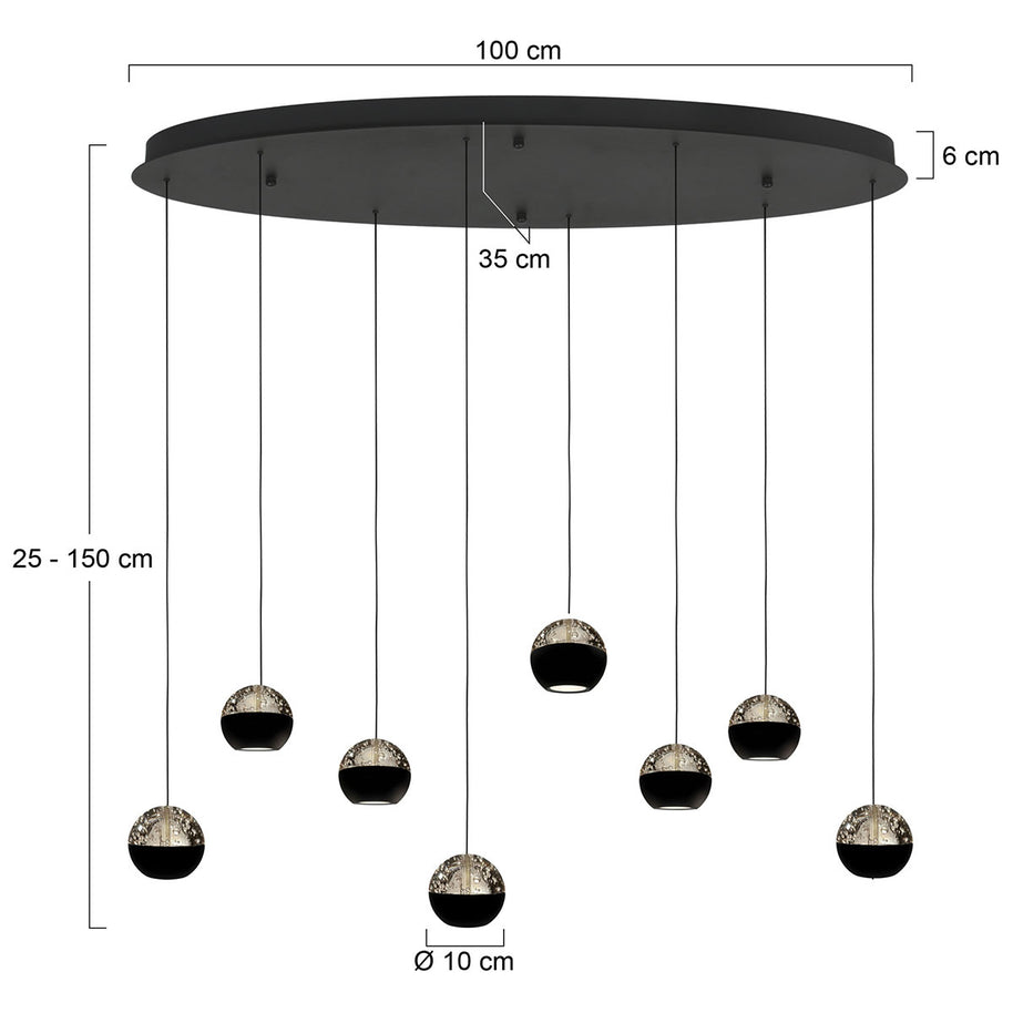 Belluno 4591ZW – 8-lichts hanglamp met kabellift