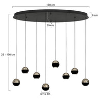 Belluno 4591ZW – 8-lichts hanglamp met kabellift