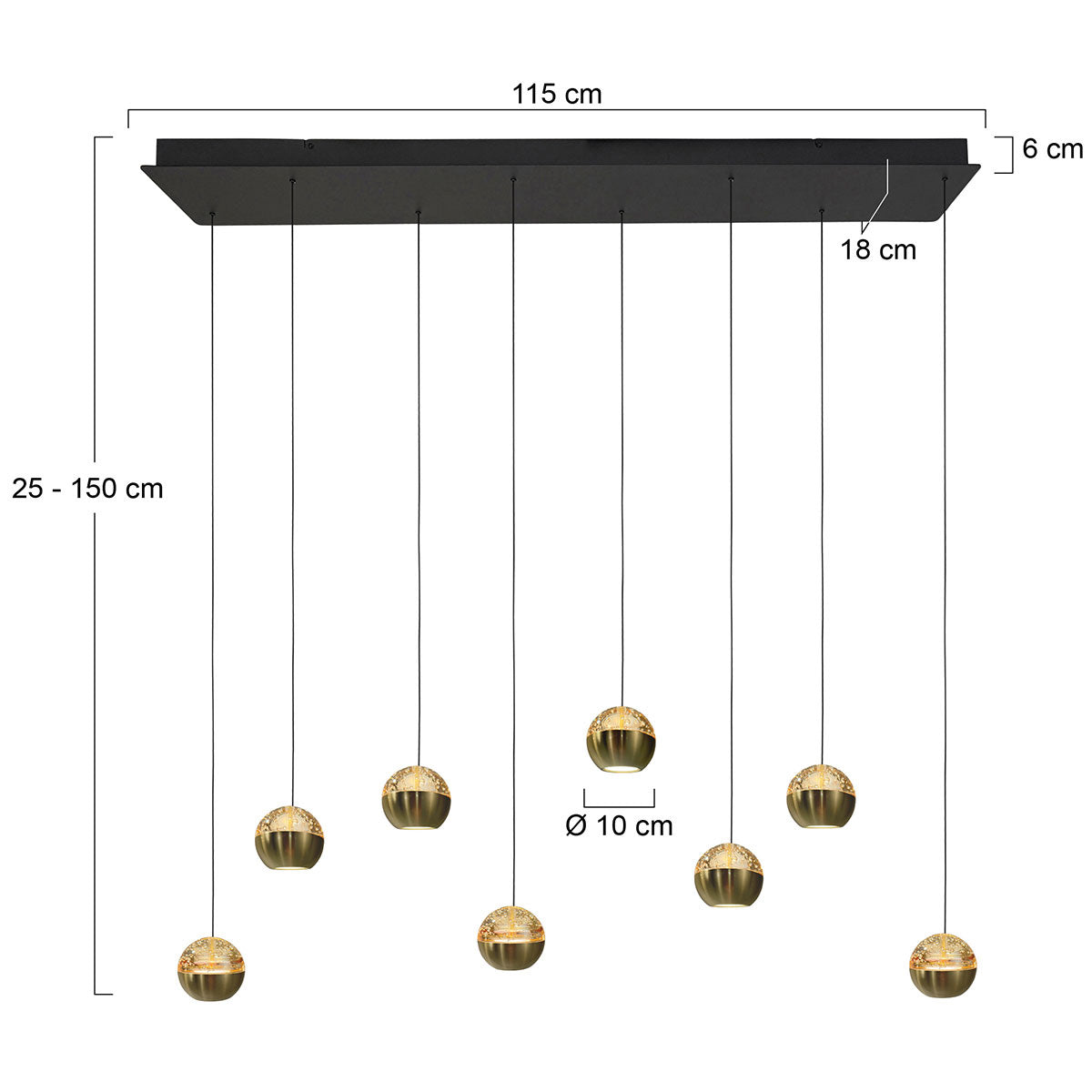 Belluno 4592ME – 8-lichts hanglamp met kabellift
