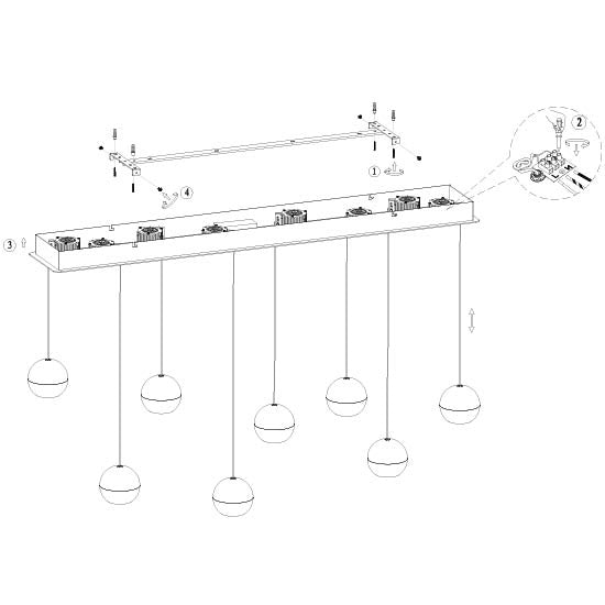 Belluno 4592ME – 8-lichts hanglamp met kabellift