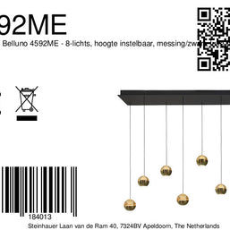 Belluno 4592ME – 8-lichts hanglamp met kabellift