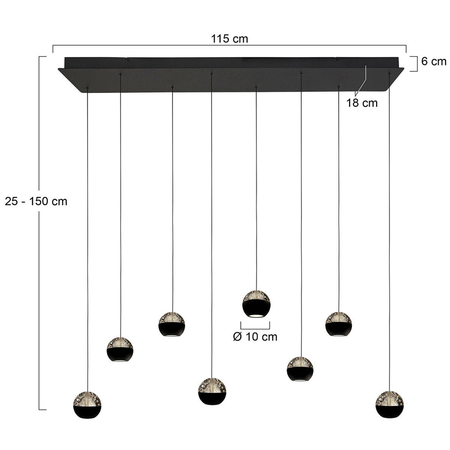 Belluno 4592ZW – 8-lichts hanglamp met kabellift
