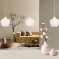 Travino 4598CR hanglamp – linnen en travertin in natuurlijke stijl