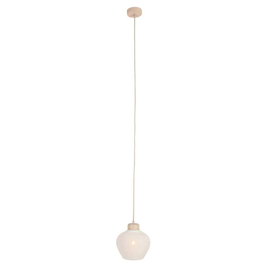 Travino 4598CR hanglamp – linnen en travertin in natuurlijke stijl