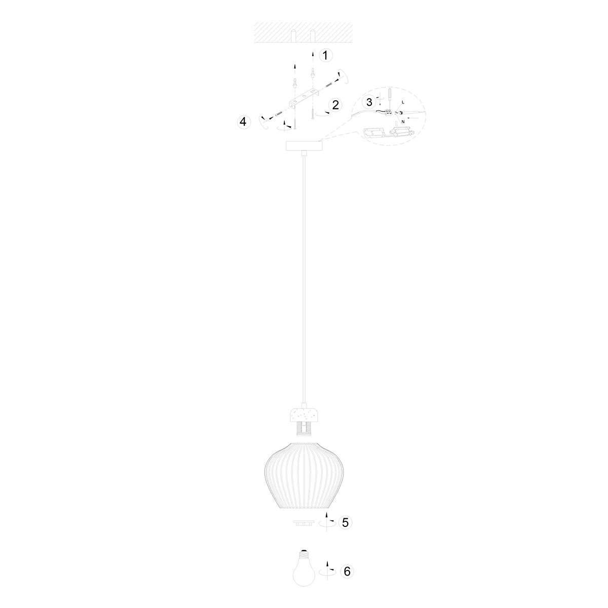 Travino 4598CR hanglamp – linnen en travertin in natuurlijke stijl