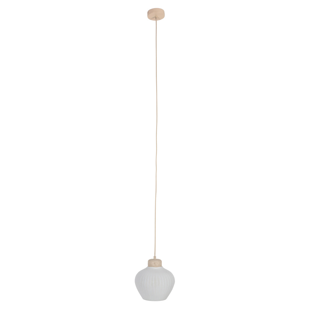 Travino 4598CR hanglamp – linnen en travertin in natuurlijke stijl