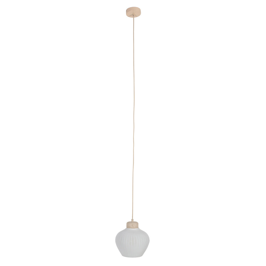Travino 4598CR hanglamp – linnen en travertin in natuurlijke stijl