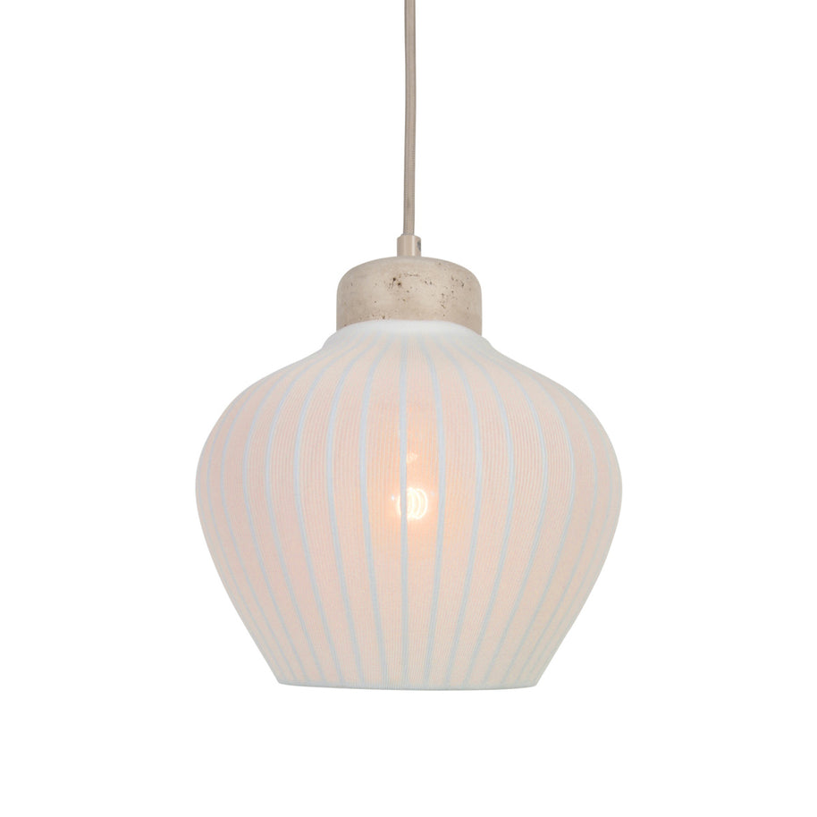 Travino 4598CR hanglamp – linnen en travertin in natuurlijke stijl