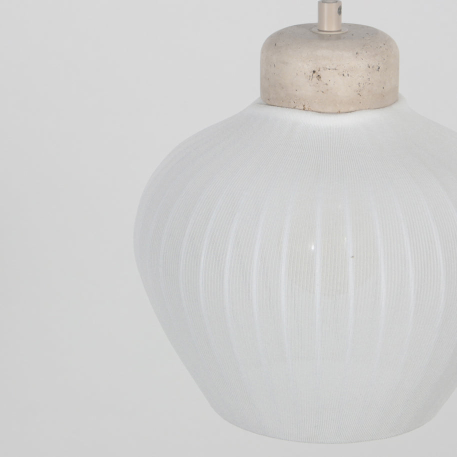 Travino 4598CR hanglamp – linnen en travertin in natuurlijke stijl