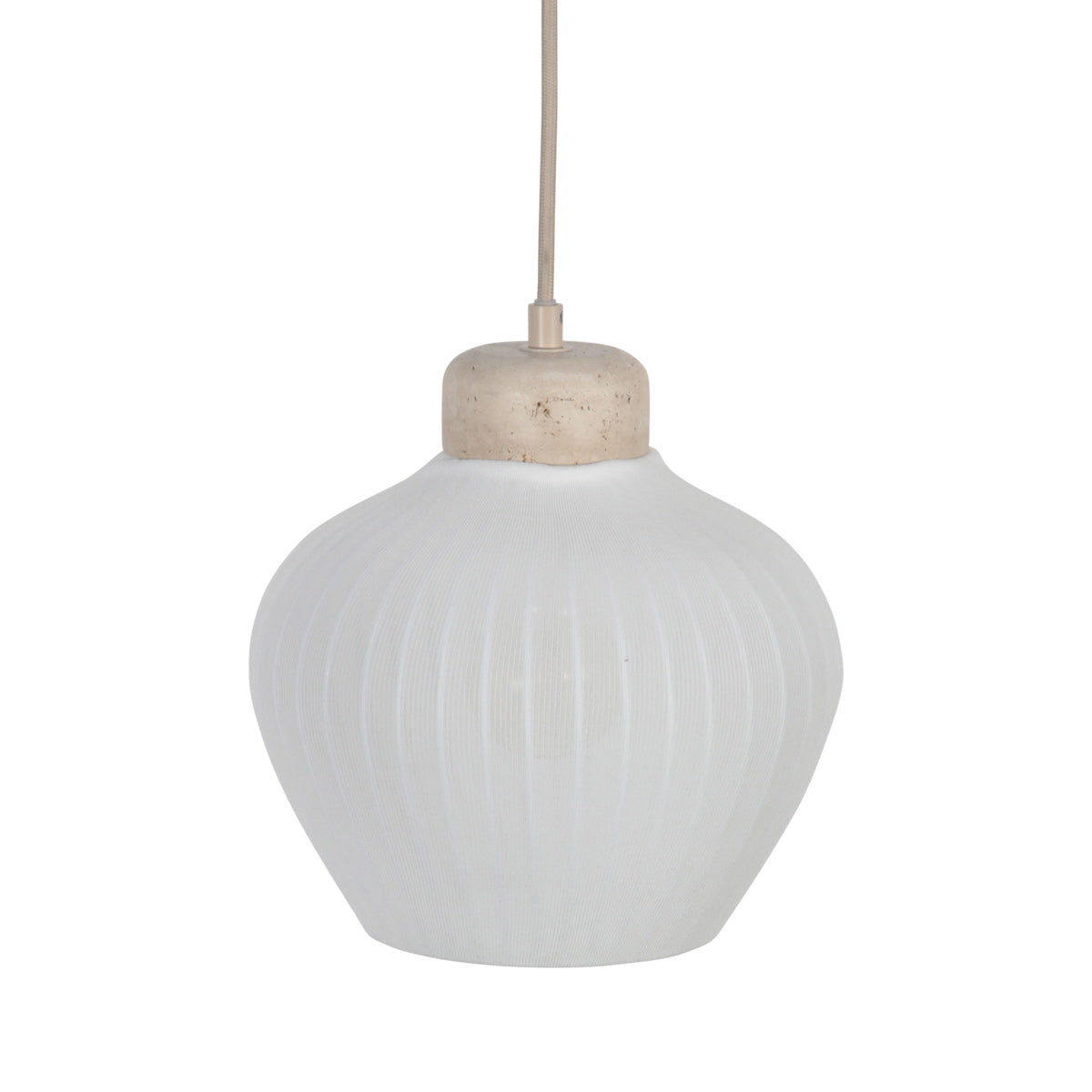 Travino 4598CR hanglamp – linnen en travertin in natuurlijke stijl