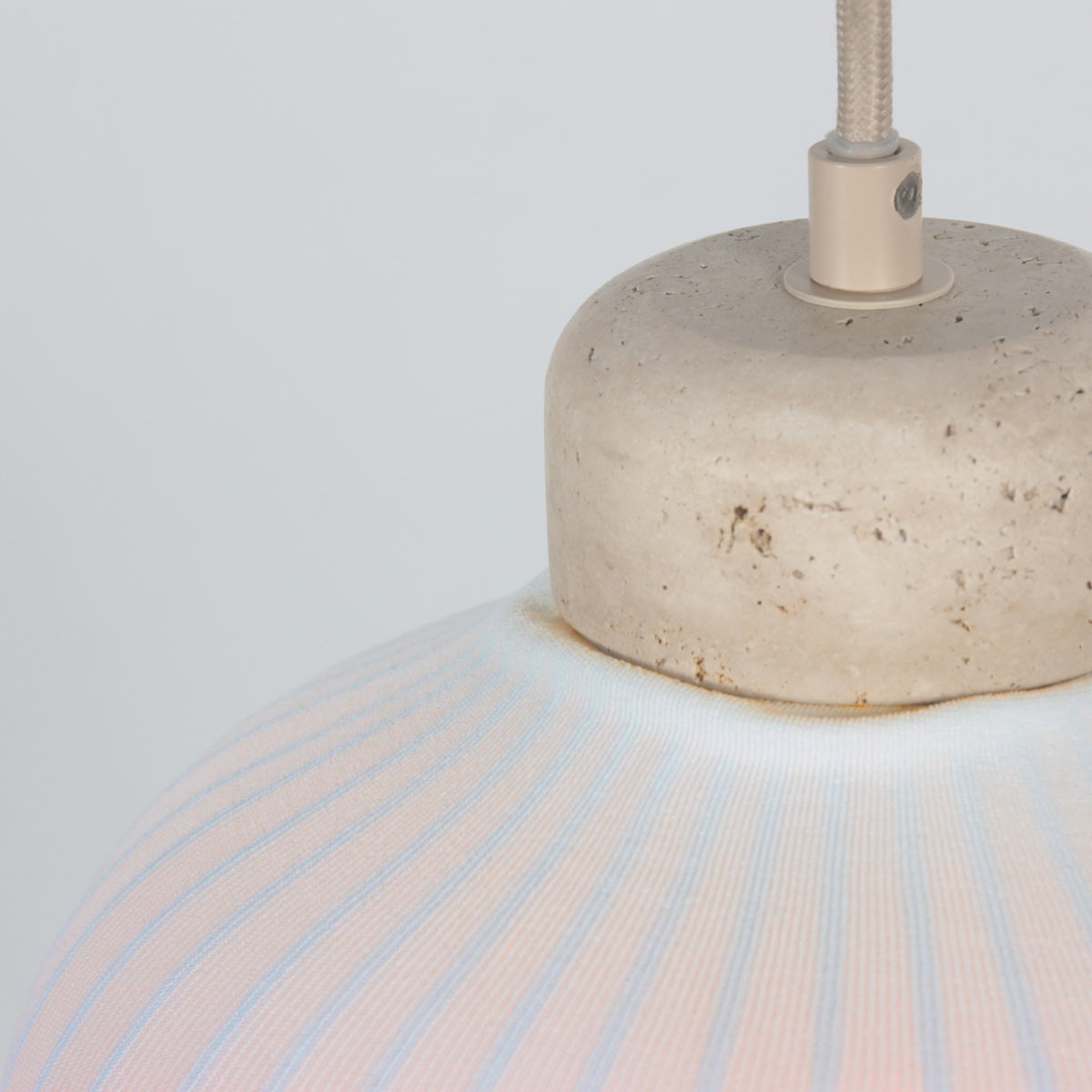 Travino 4598CR hanglamp – linnen en travertin in natuurlijke stijl