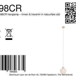 Travino 4598CR hanglamp – linnen en travertin in natuurlijke stijl