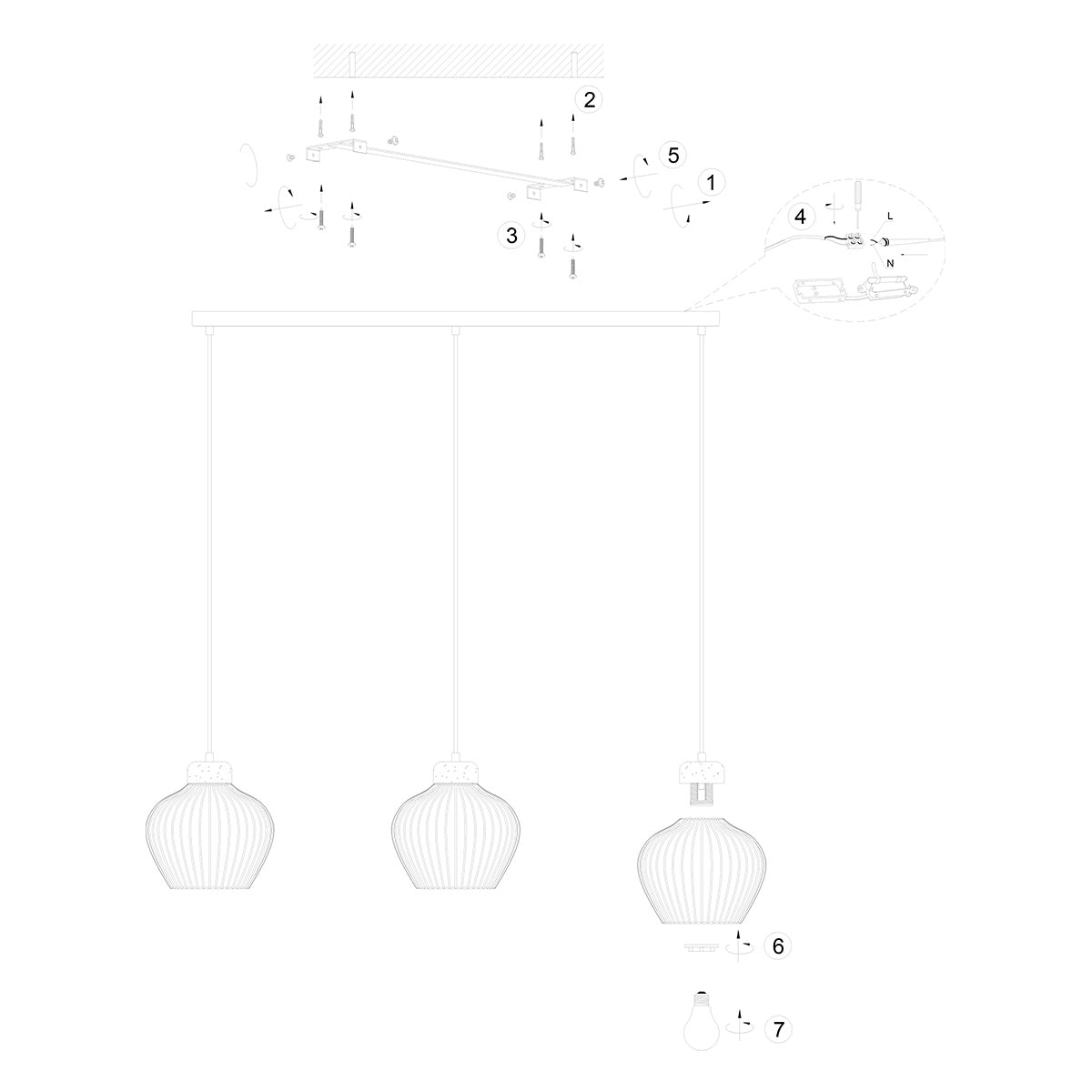 Travino 4599CR hanglamp – linnen & travertin, stijlvol boven de tafel