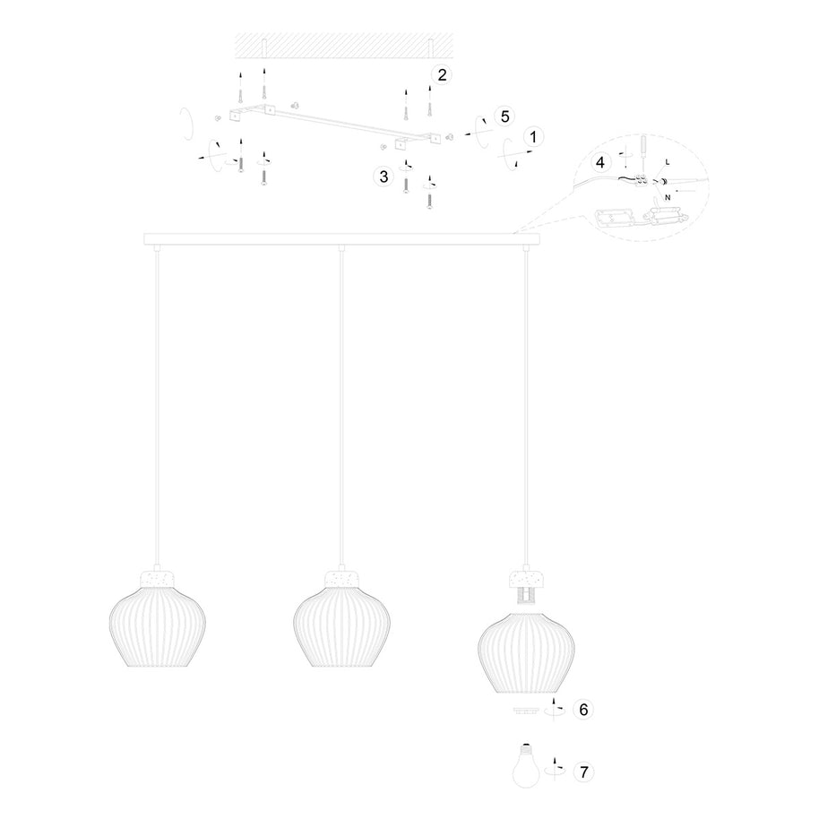 Travino 4599CR hanglamp – linnen & travertin, stijlvol boven de tafel