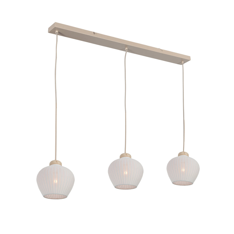 Travino 4599CR hanglamp – linnen & travertin, stijlvol boven de tafel