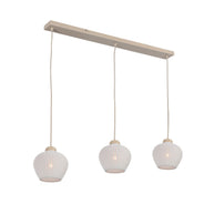 Travino 4599CR hanglamp – linnen & travertin, stijlvol boven de tafel