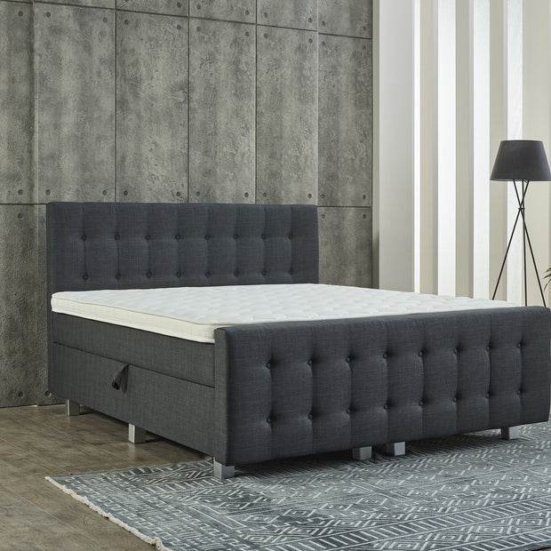 Opbergboxspring Shurgard Antraciet 160x200 - Met voetbord
