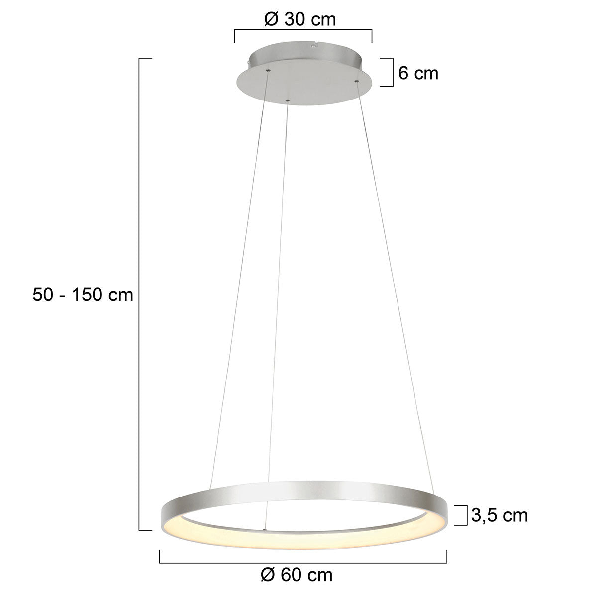 Stalen hanglamp Ringlede 4612ST met kabelhefsysteem