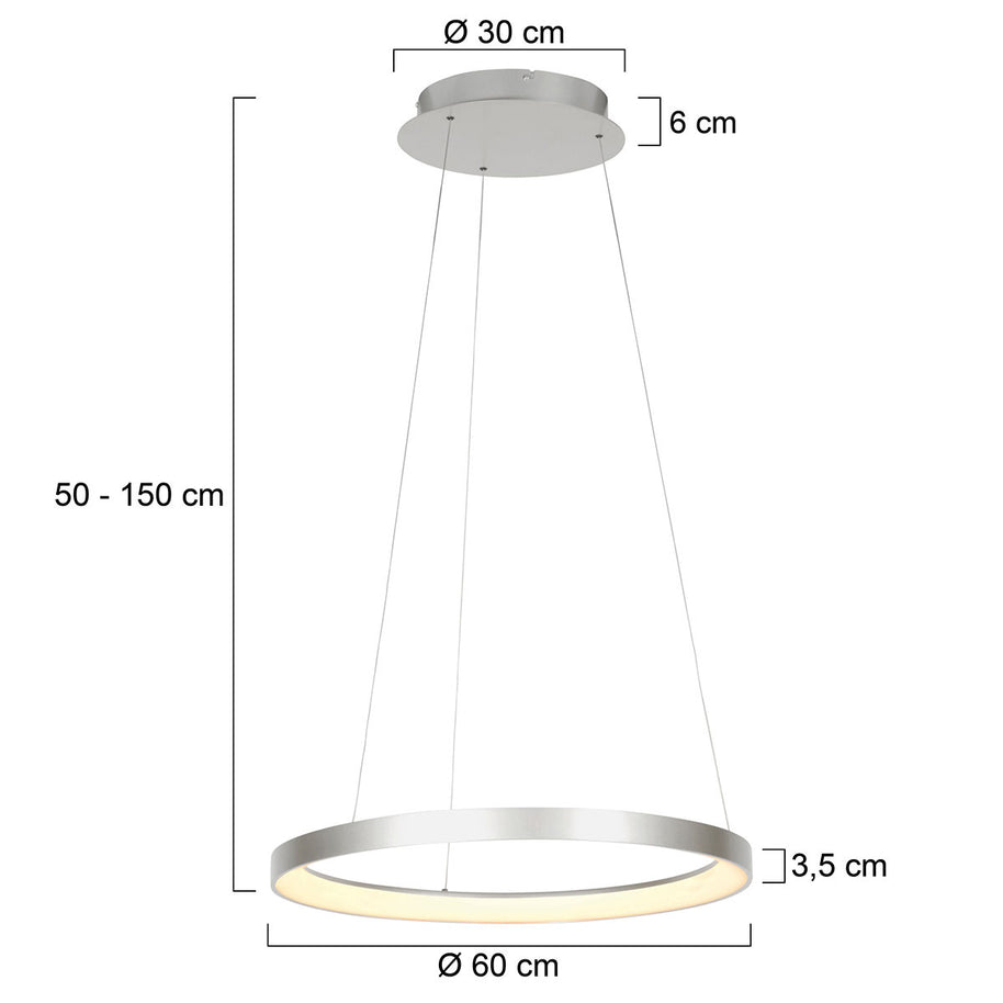 Stalen hanglamp Ringlede 4612ST met kabelhefsysteem