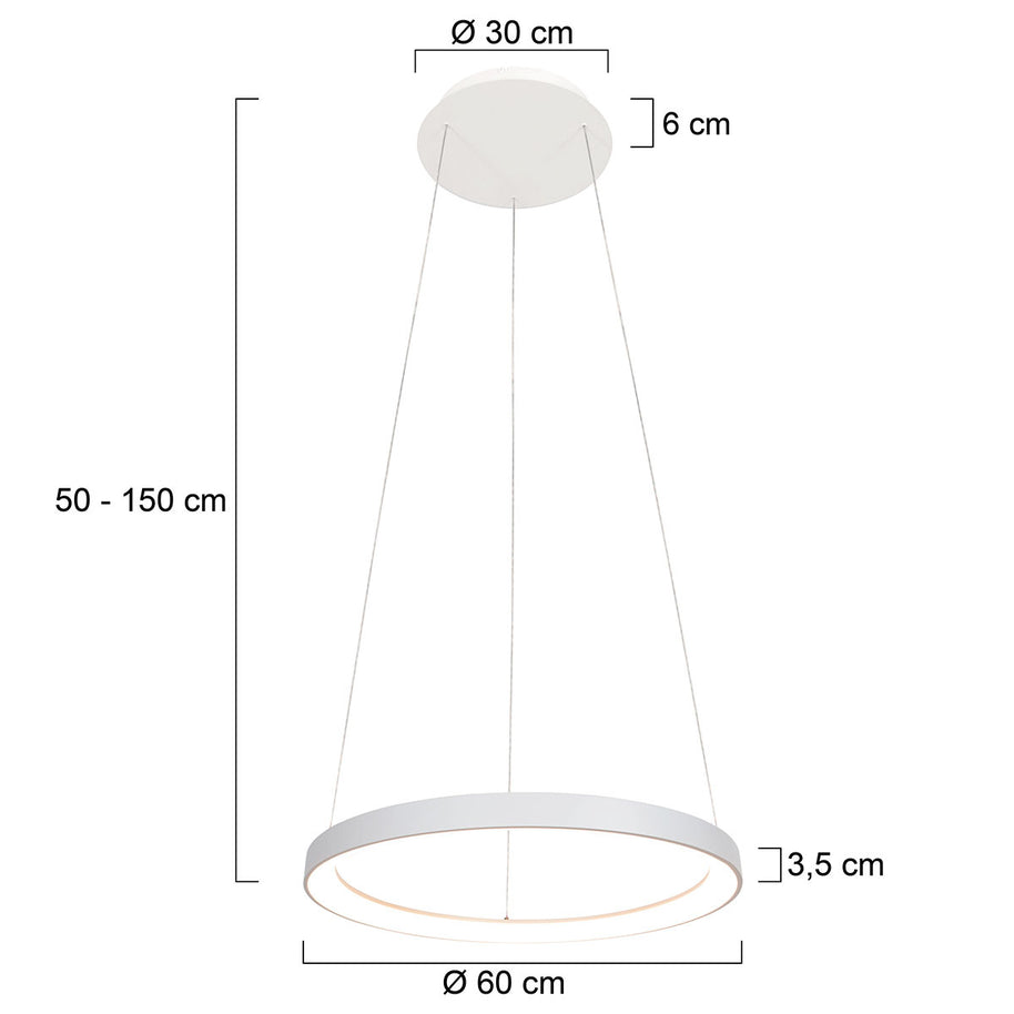 Witte hanglamp Ringlede 4612W met kabelhefsysteem