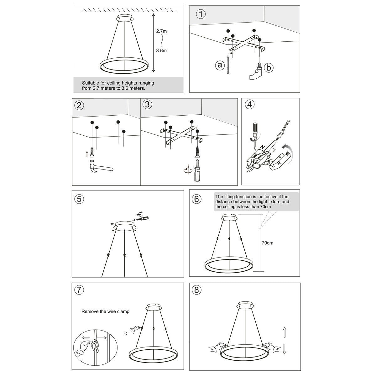 Zwarte hanglamp Ringlede 4612ZW met kabel-liftsysteem