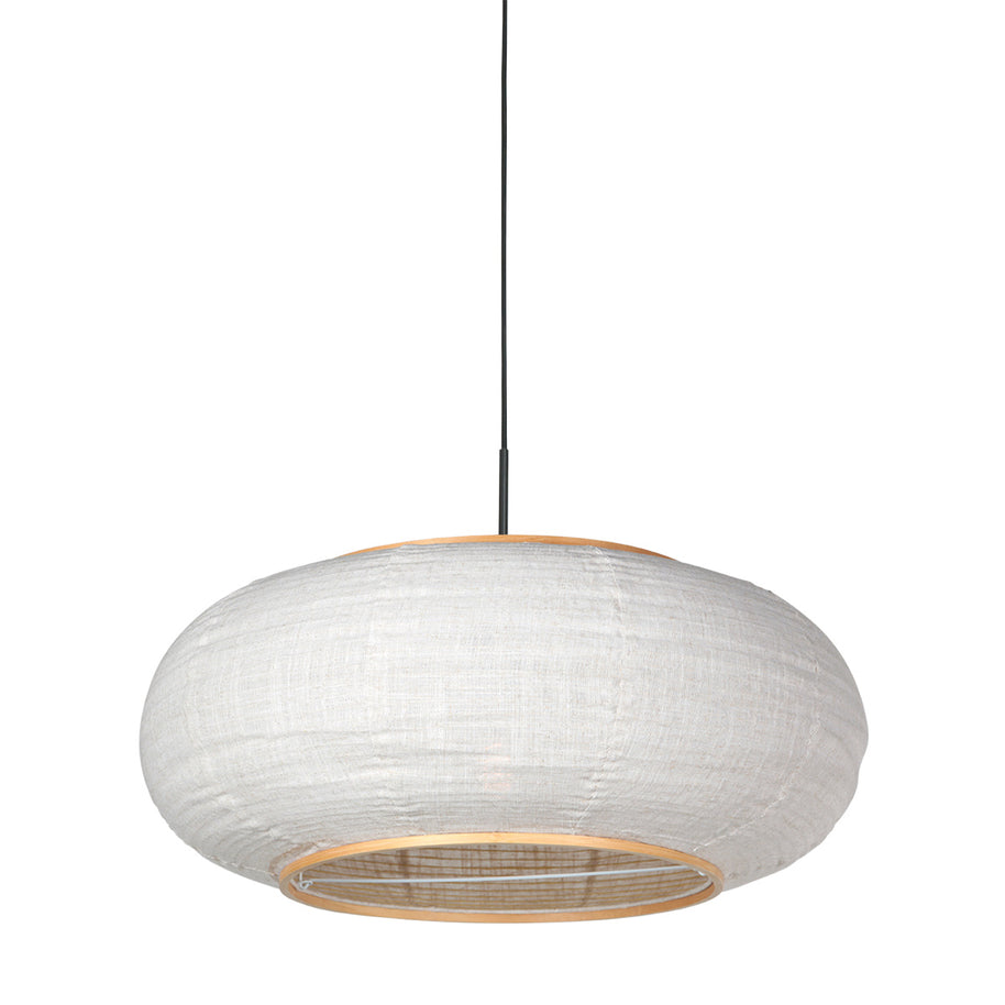 Hanglamp Silva Alba 4640ZW zwart met linnen kap Ø60 cm