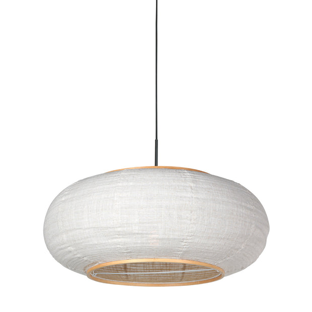 Hanglamp Silva Alba 4640ZW zwart met linnen kap Ø60 cm