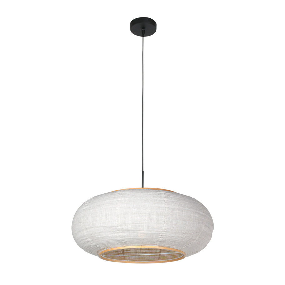 Hanglamp Silva Alba 4640ZW zwart met linnen kap Ø60 cm