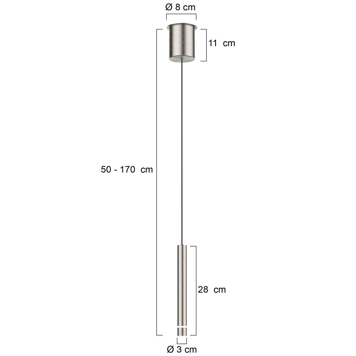 Hanglamp Volari 4714ST stalen pendellamp met warm LED-licht