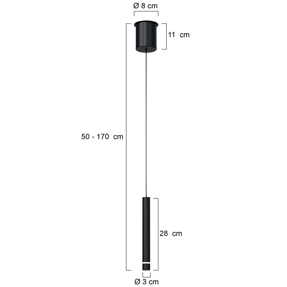 Hanglamp Volari 4714ZW zwarte pendellamp met kabellift