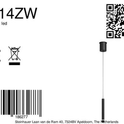 Hanglamp Volari 4714ZW zwarte pendellamp met kabellift