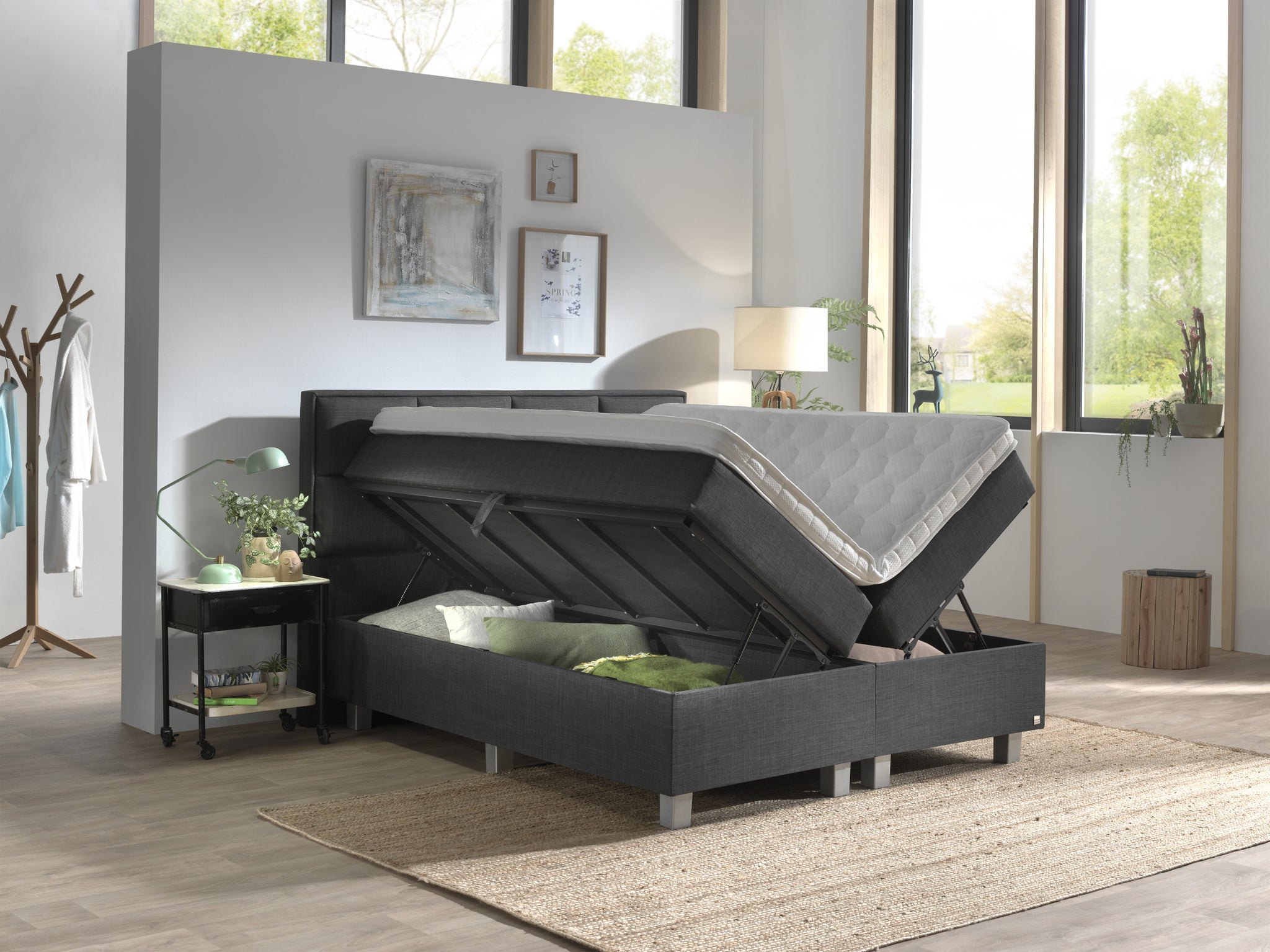 Opbergboxspring Grande Antraciet 140x200