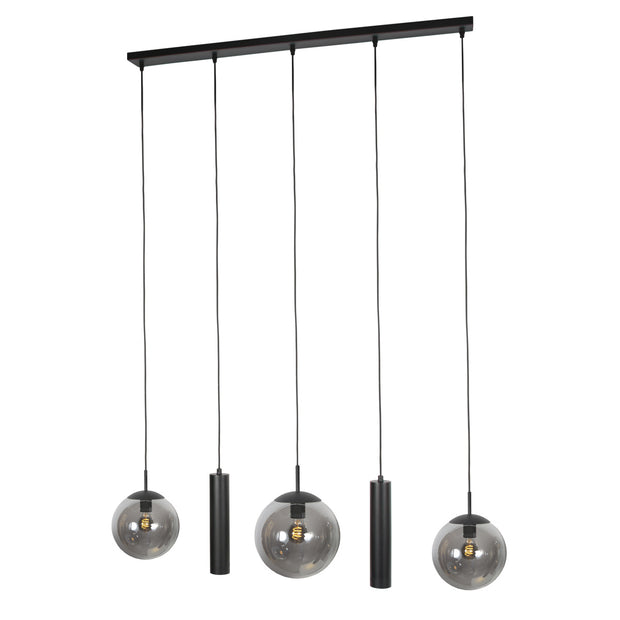 Zwarte hanglamp Bollique 4847ZW, 5-lichts voor eettafel