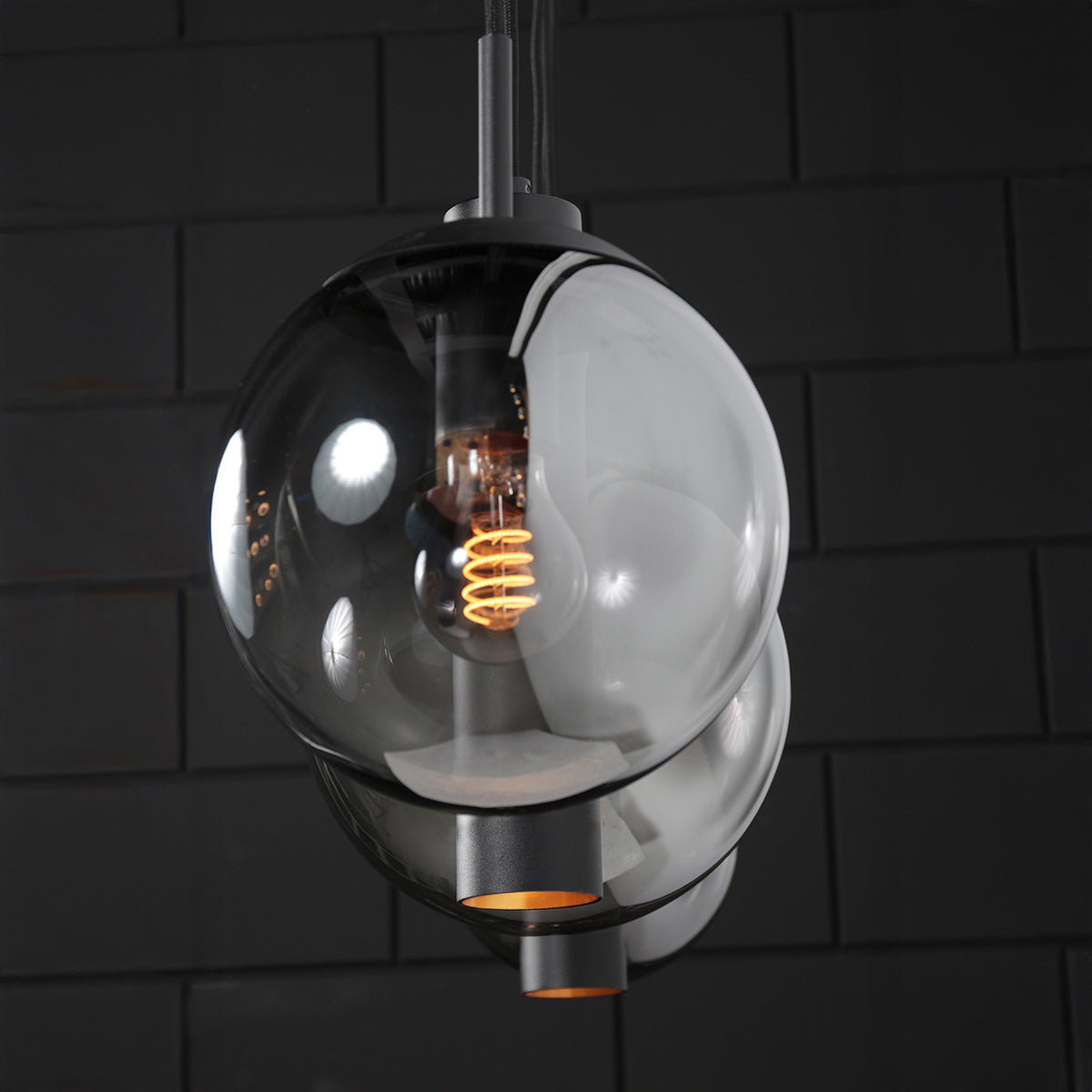 Zwarte hanglamp Bollique 4847ZW, 5-lichts voor eettafel