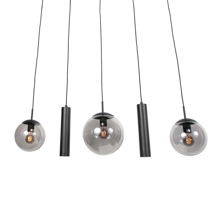 Zwarte hanglamp Bollique 4847ZW, 5-lichts voor eettafel