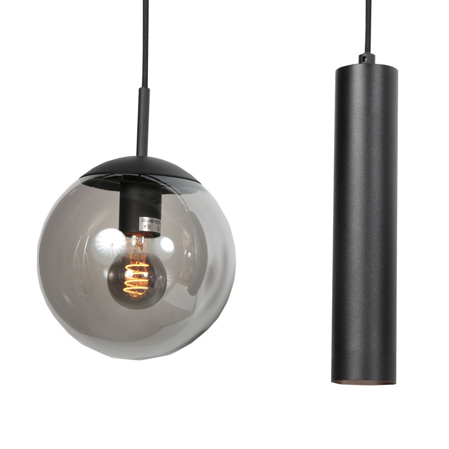 Zwarte hanglamp Bollique 4847ZW, 5-lichts voor eettafel