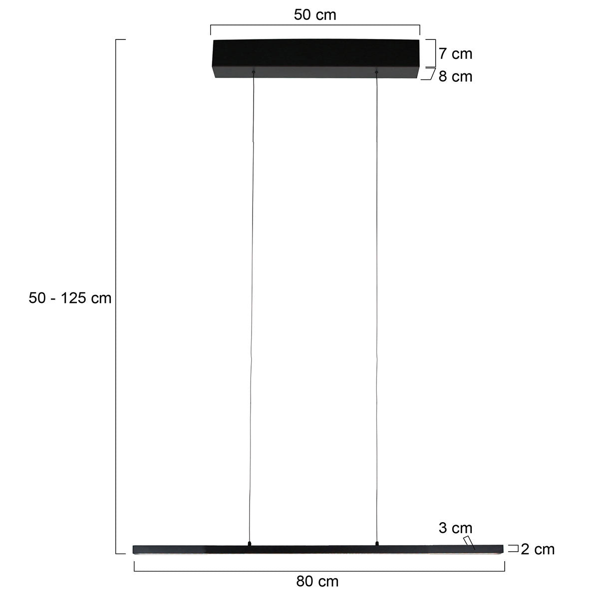 Hanglamp Bande 4906ZW zwarte hanglamp met kabellift 80 cm breed