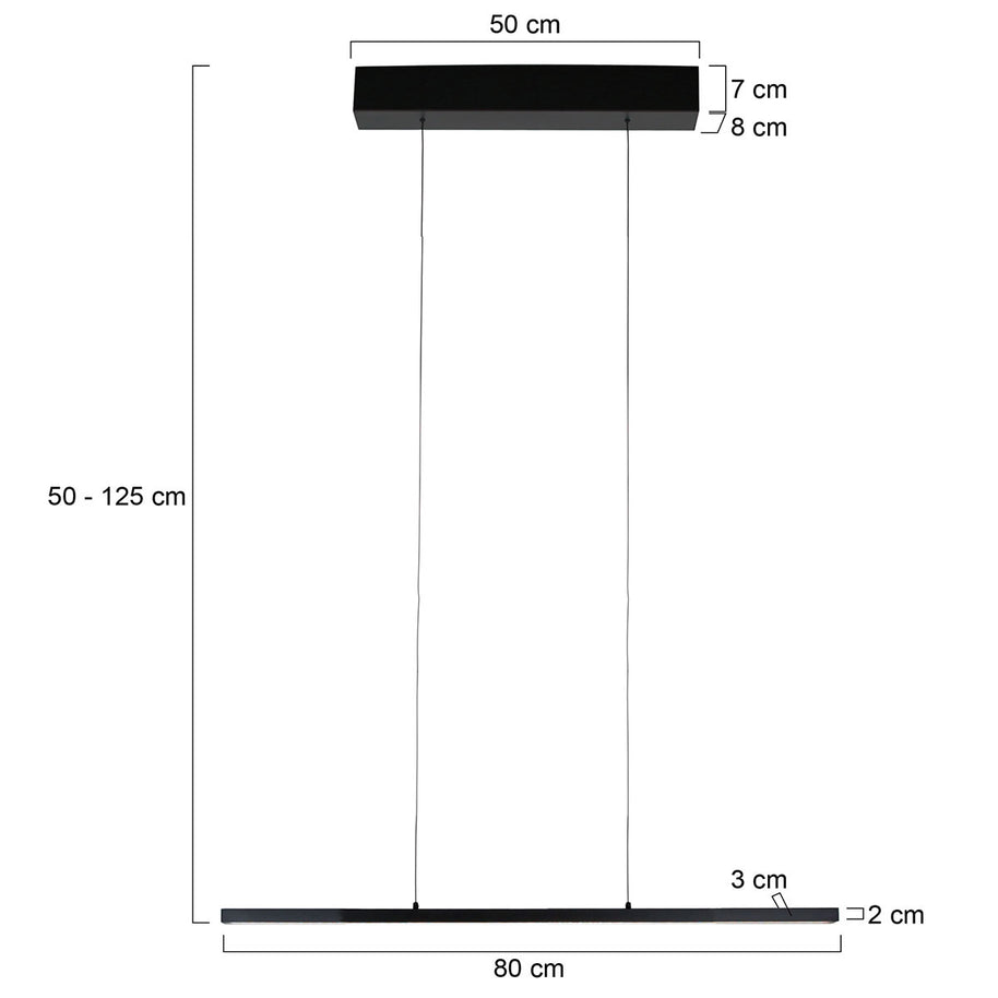 Hanglamp Bande 4906ZW zwarte hanglamp met kabellift 80 cm breed
