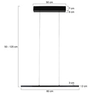 Hanglamp Bande 4906ZW zwarte hanglamp met kabellift 80 cm breed