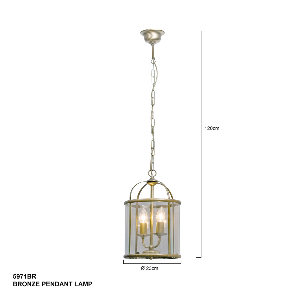 Hanglamp Pimpernel 5971BR brons met helder glas Ø23 cm
