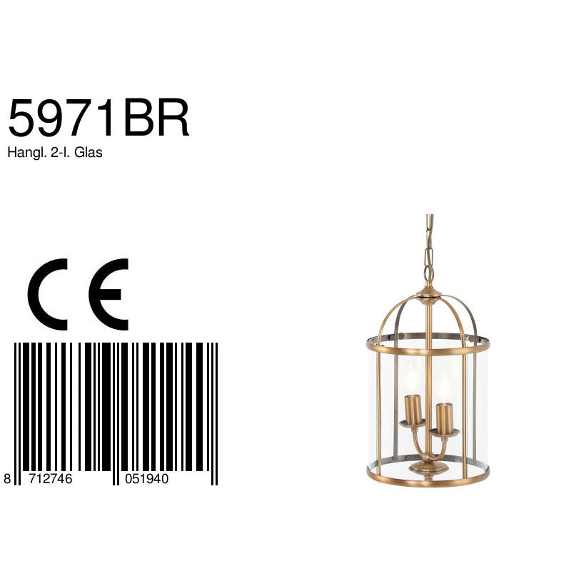 Hanglamp Pimpernel 5971BR brons met helder glas Ø23 cm