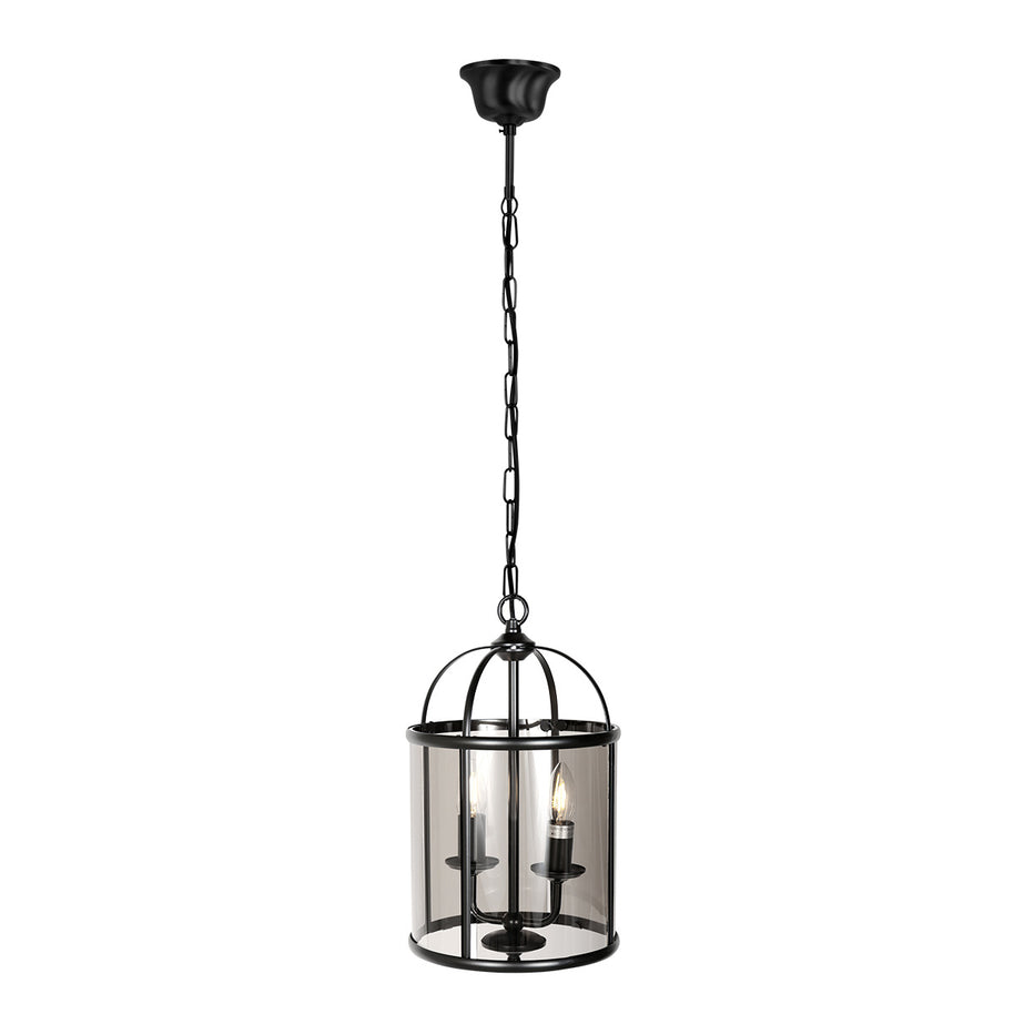 Hanglamp Pimpernel 5971ZW zwart met rookglas Ø23 cm
