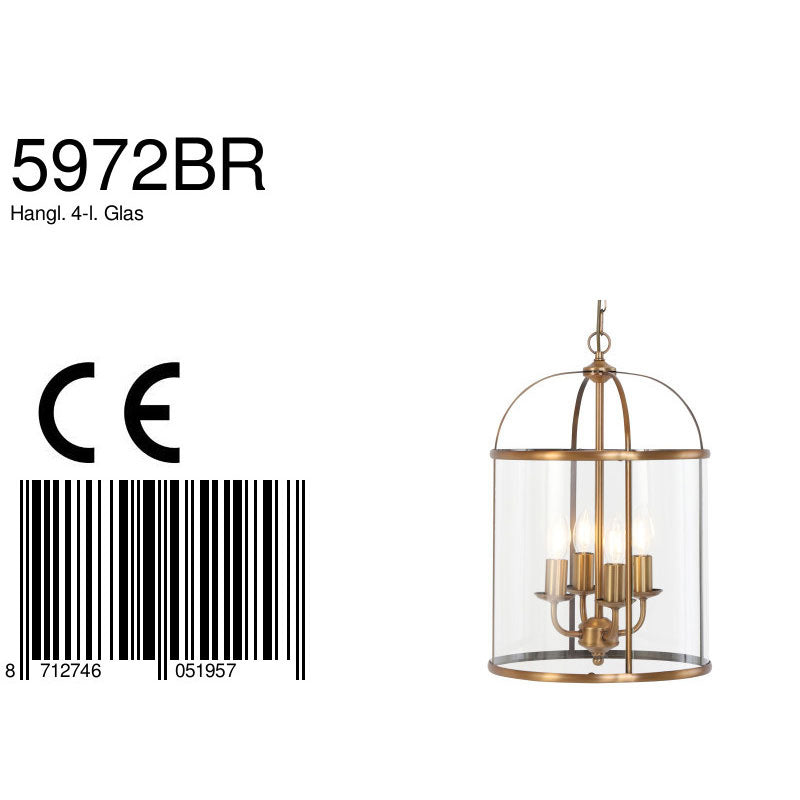Hanglamp Pimpernel 5972BR brons met helder glas Ø25 cm