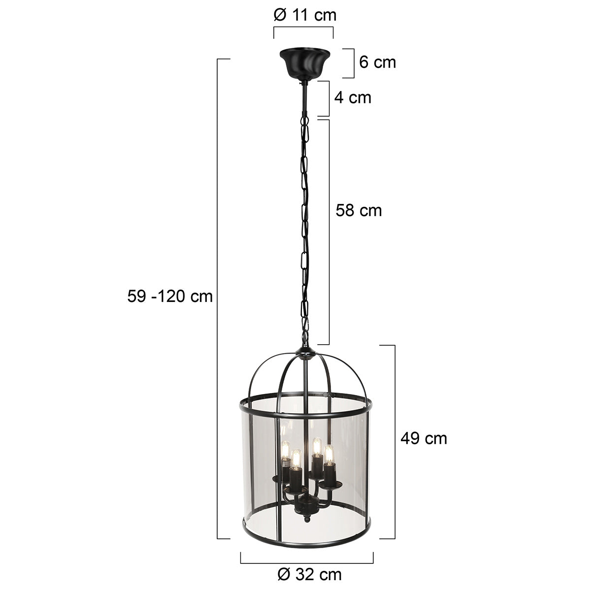 Hanglamp Pimpernel 5972ZW zwart met rookglas Ø25 cm