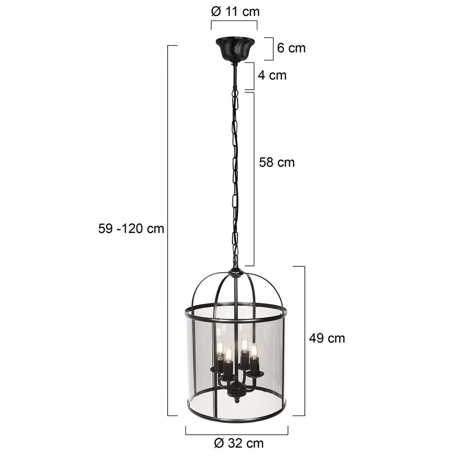 Hanglamp Pimpernel 5972ZW zwart met rookglas Ø25 cm