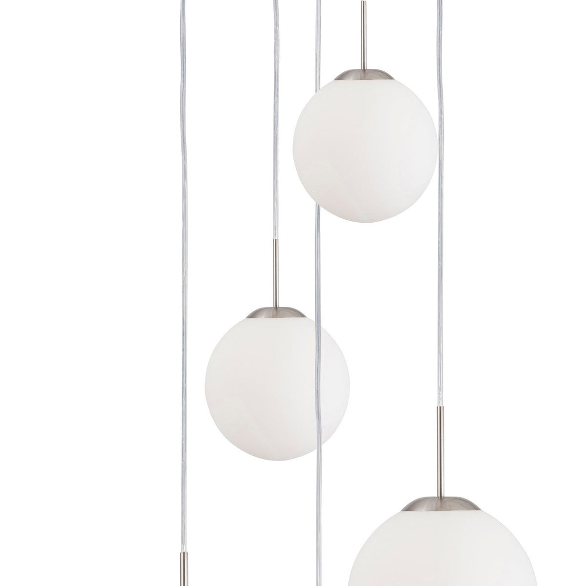 Hanglamp Bollique 7376ST staal 5-lichts met mat-wit glas