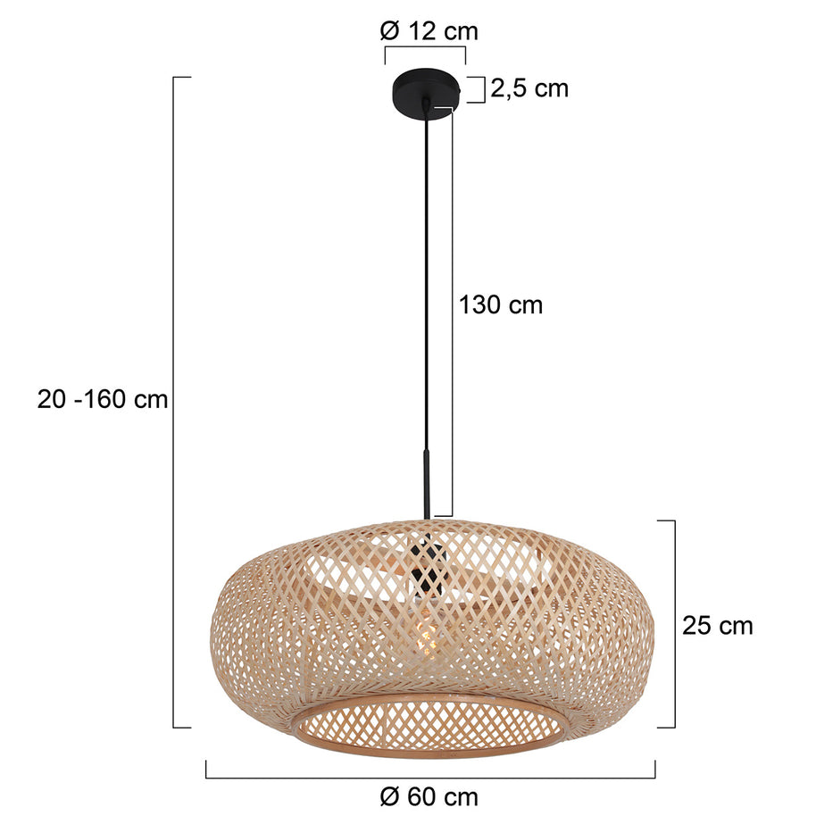 Hanglamp Maze 7505ZW – Beige bamboe lamp met rustige uitstraling